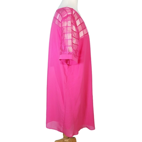 Lovedrobe Bright Pink Windowpane Dress Size 18 - Picture 2 of 6